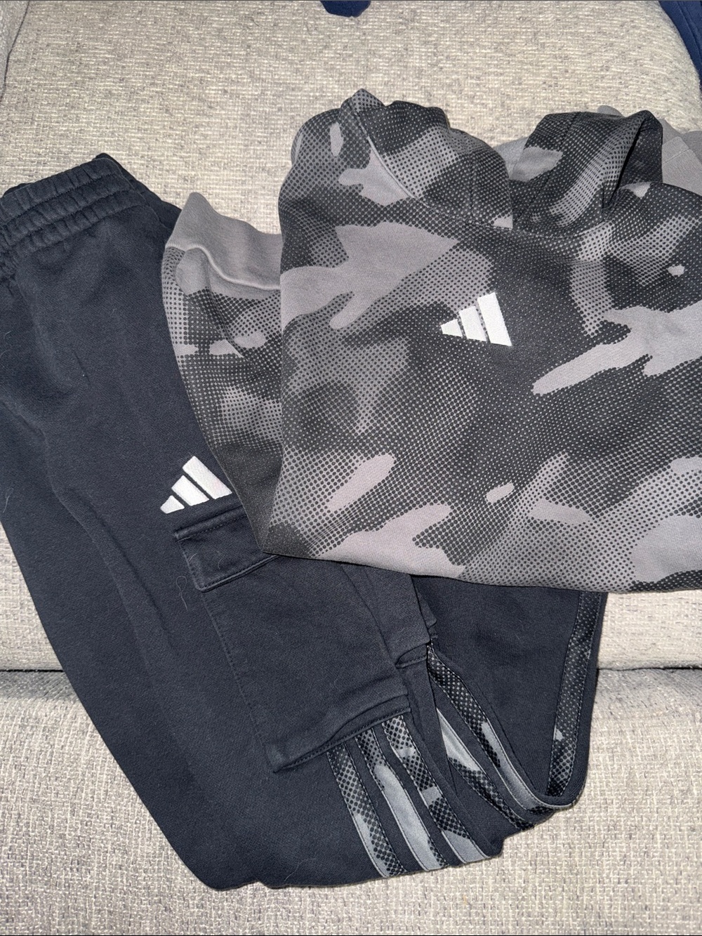 adidas Kids Black & Gray Camo Jogger Set